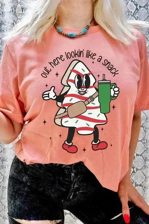 Christmas Cookie Graphic T-Shirt - "Lookin' Like a Snack" | Femstylo - Femstylo