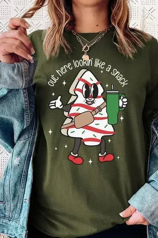 Christmas Cookie Graphic T-Shirt - "Lookin' Like a Snack" | Femstylo - Femstylo