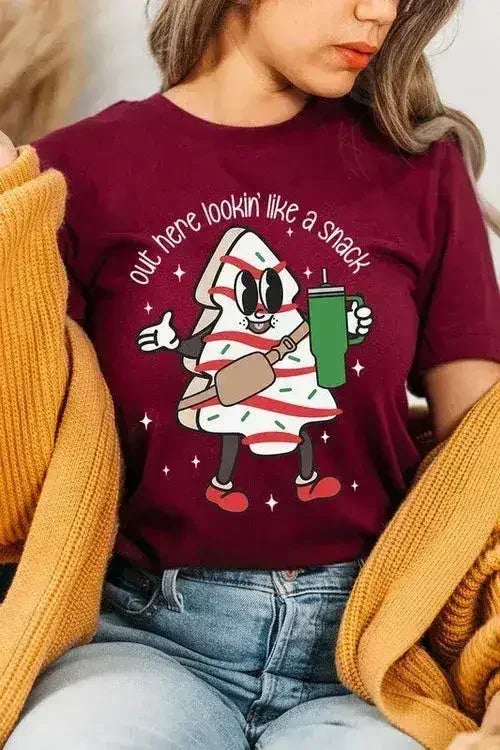 Christmas Cookie Graphic T-Shirt - "Lookin' Like a Snack" | Femstylo - Femstylo