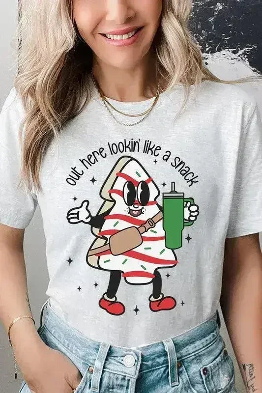 Christmas Cookie Graphic T-Shirt - "Lookin' Like a Snack" | Femstylo - Femstylo