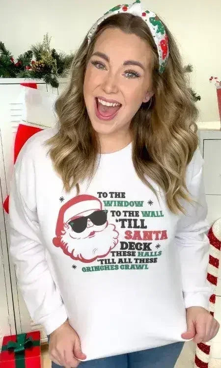 Till Santa Deck's The Halls Graphic Sweatshirt - Femstylo