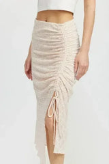RUCHED LACE SKIT WITH HIGH SLIT - Femstylo