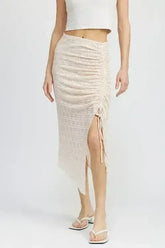RUCHED LACE SKIT WITH HIGH SLIT - Femstylo