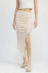 RUCHED LACE SKIT WITH HIGH SLIT - Femstylo