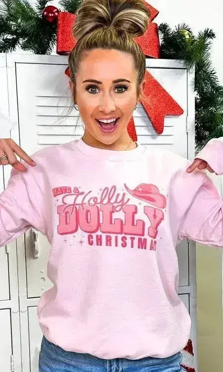 Holly Dolly Christmas Graphic Sweatshirt | Festive & Cozy - Femstylo