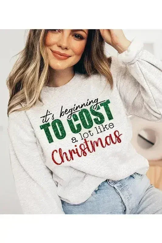 Cost Like Christmas Fleece Sweatshirt - Femstylo
