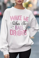 New Year Saying Graphic Fleece Sweatshirt - Femstylo