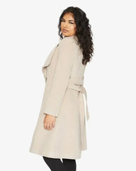 Waterfall Lapel Double Breasted Duster Coat - Femstylo