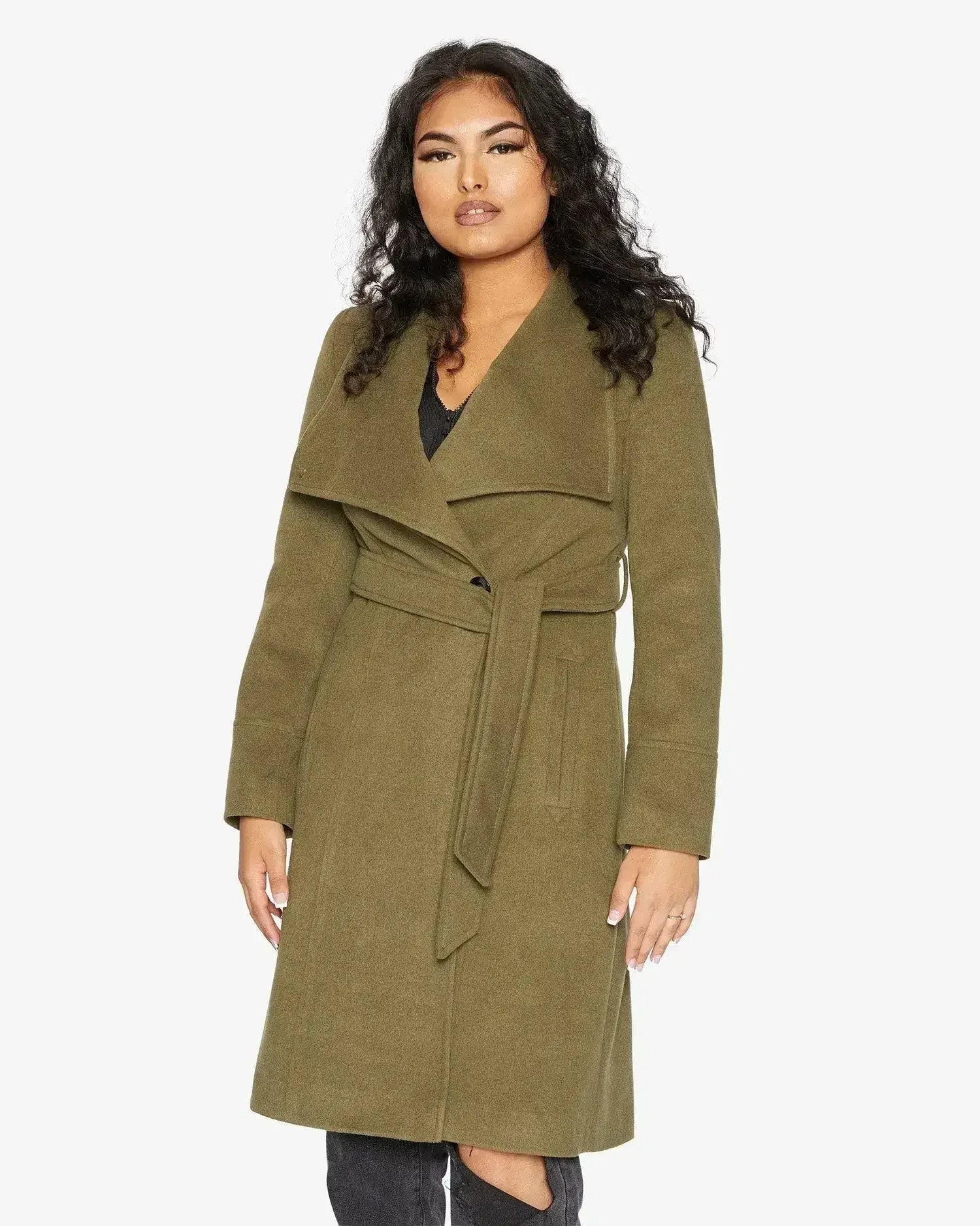 Waterfall Lapel Double Breasted Duster Coat - Femstylo