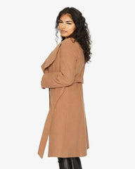 Waterfall Lapel Double Breasted Duster Coat - Femstylo