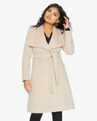 Waterfall Lapel Double Breasted Duster Coat - Femstylo