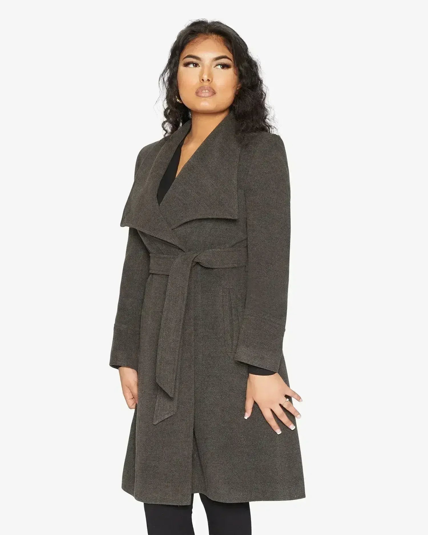 Waterfall Lapel Double Breasted Duster Coat - Femstylo