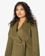 Waterfall Lapel Double Breasted Duster Coat - Femstylo