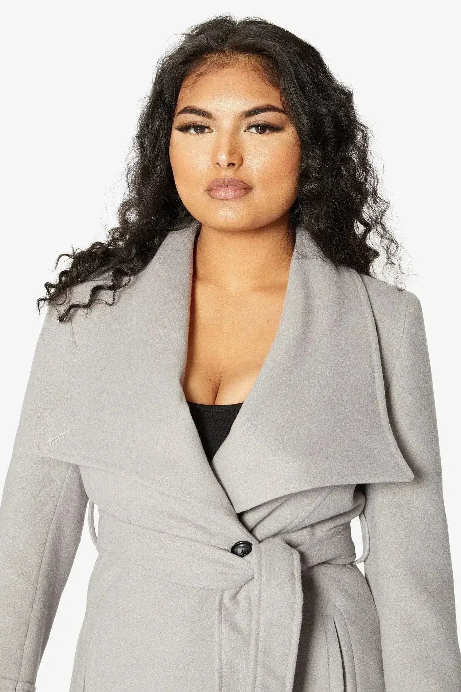 Waterfall Lapel Double Breasted Duster Coat - Femstylo