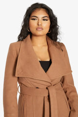 Waterfall Lapel Double Breasted Duster Coat - Femstylo