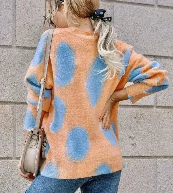 Pattern Drop Shoulder Sweater - Oversized Winter | Femstylo - Femstylo