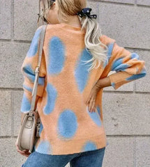 Pattern Drop Shoulder Sweater - Oversized Winter | Femstylo - Femstylo