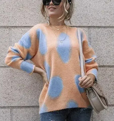 Pattern Drop Shoulder Sweater - Oversized Winter | Femstylo - Femstylo