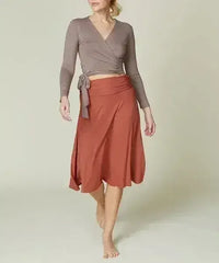 Bamboo Flared Skirt – Organic Mid-Length with Shirring - Femstylo