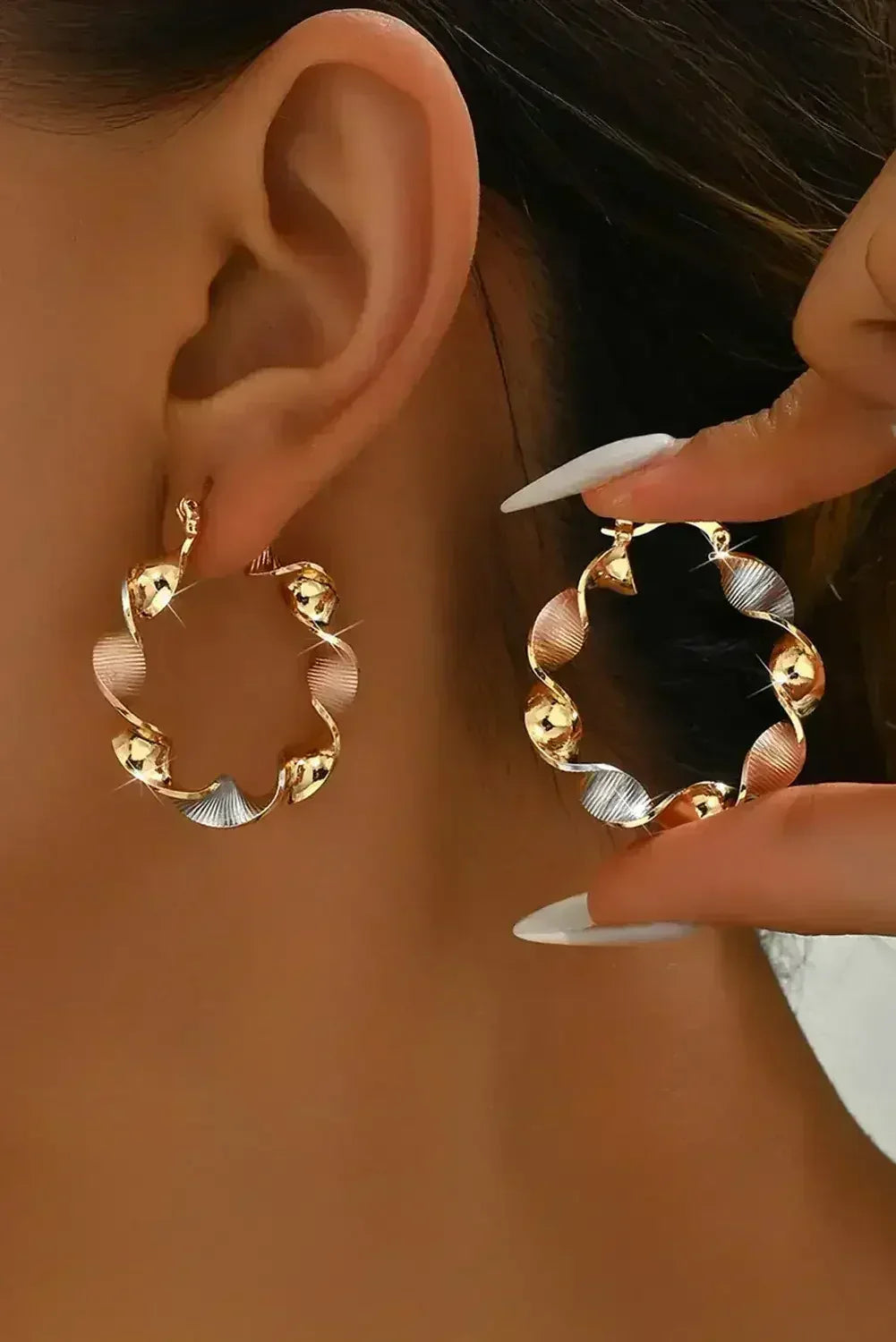 Gold Twisted Round Hoop Earrings - Femstylo