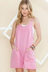 Spaghetti Straps V Neck Jersey Romper - Femstylo