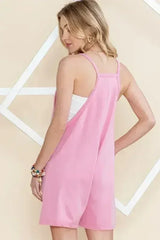 Spaghetti Straps V Neck Jersey Romper - Femstylo