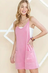 Spaghetti Straps V Neck Jersey Romper - Femstylo