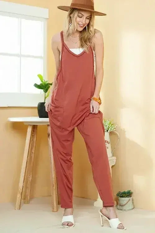 Flame Solid Color Loose Fit Harem Jumpsuit - Femstylo