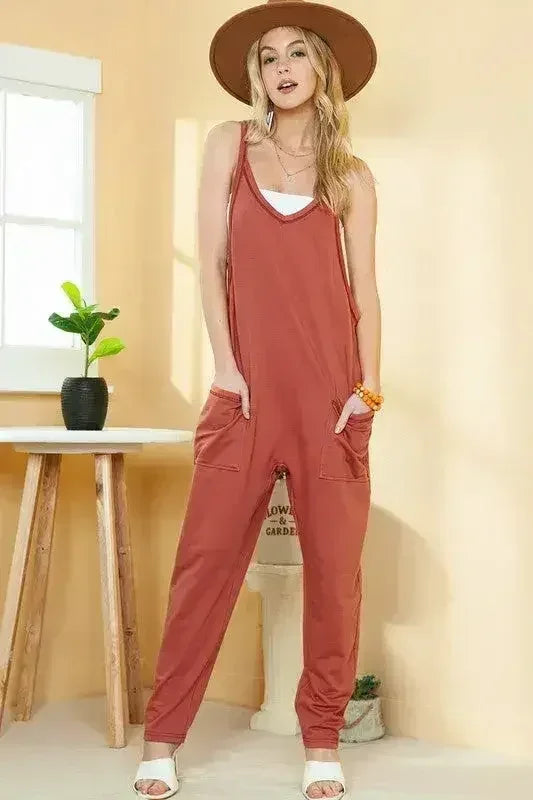 Flame Solid Color Loose Fit Harem Jumpsuit - Femstylo