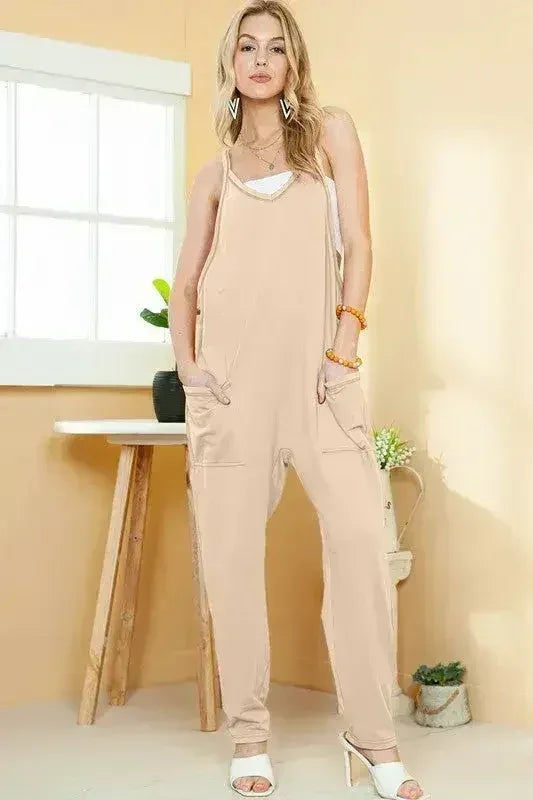 Flame Solid Color Loose Fit Harem Jumpsuit - Femstylo