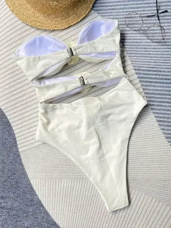 Cutout one piece rose swimsuit - Femstylo