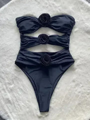 Cutout one piece rose swimsuit - Femstylo