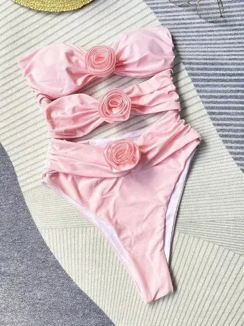 Cutout one piece rose swimsuit - Femstylo