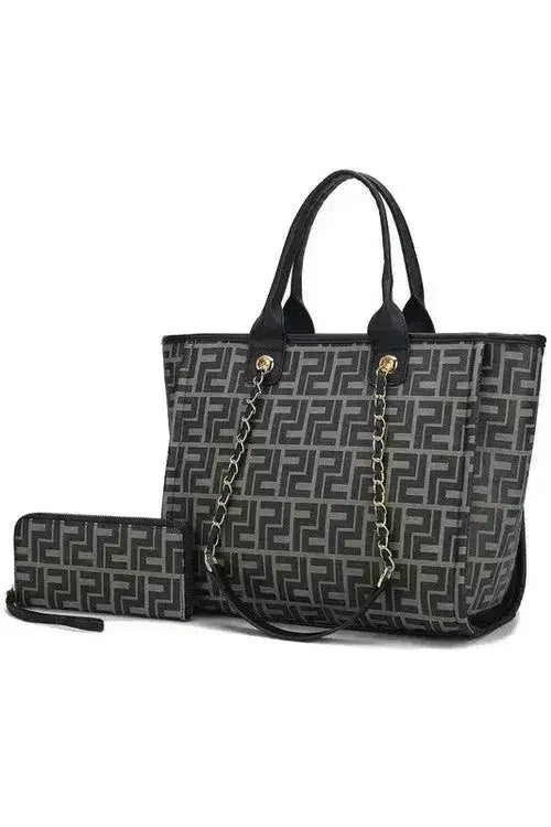 Vegan Leather Tote & Wallet Set - Gold Chain Strap | Femstylo - Femstylo