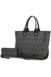 Vegan Leather Tote & Wallet Set - Gold Chain Strap | Femstylo - Femstylo