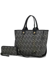 Vegan Leather Tote & Wallet Set - Gold Chain Strap | Femstylo - Femstylo