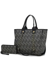 Vegan Leather Tote & Wallet Set - Gold Chain Strap | Femstylo - Femstylo