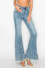 HIGH RISE SUPER STRETCH FLARE W/SEAMED FRONT JEANS - Femstylo