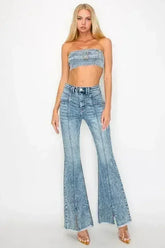 HIGH RISE SUPER STRETCH FLARE W/SEAMED FRONT JEANS - Femstylo