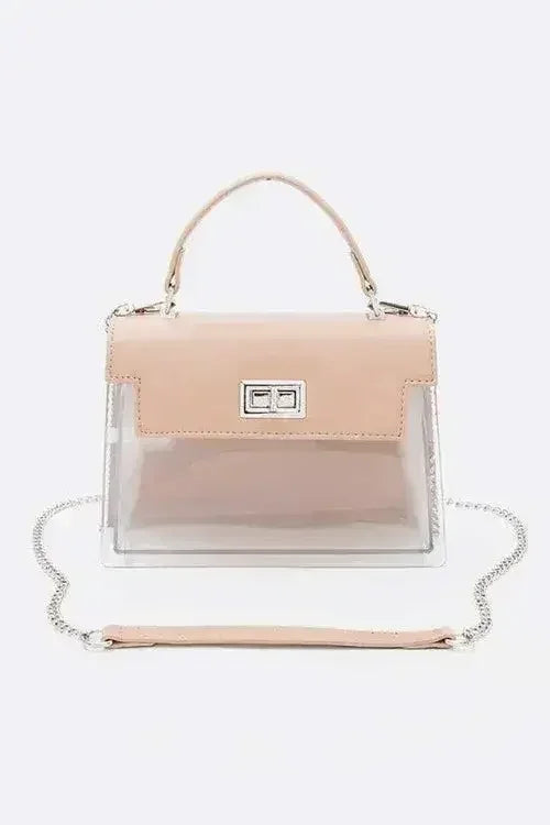 2 Tone Top Handle Transparent Stadium Bag - Femstylo