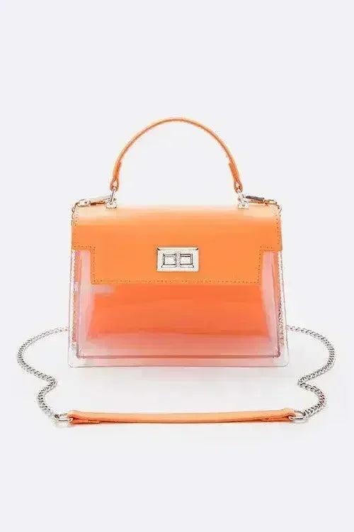 2 Tone Top Handle Transparent Stadium Bag - Femstylo