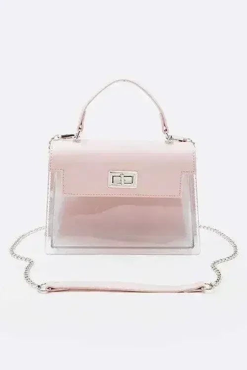 2 Tone Top Handle Transparent Stadium Bag - Femstylo