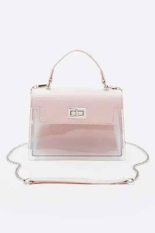 2 Tone Top Handle Transparent Stadium Bag - Femstylo