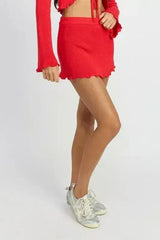 LETTUCE HEM CROCHET MINI SKIRT - Femstylo