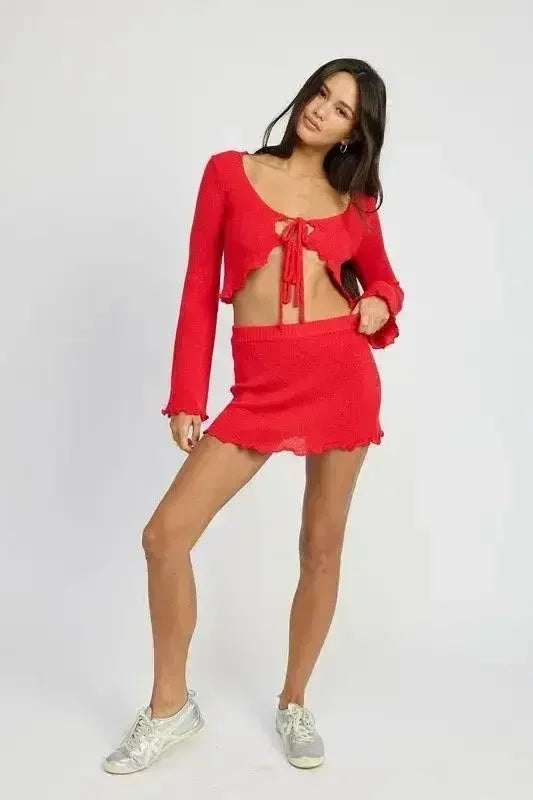 LETTUCE HEM CROCHET MINI SKIRT - Femstylo