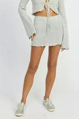 LETTUCE HEM CROCHET MINI SKIRT - Femstylo