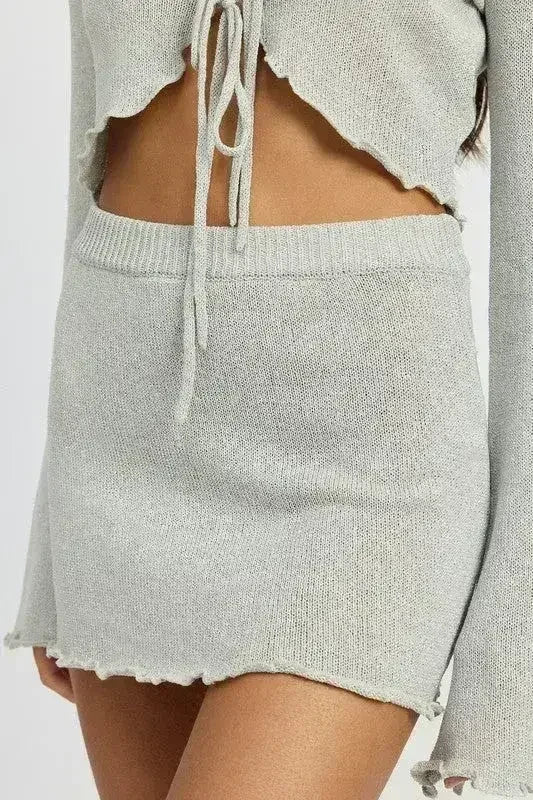 LETTUCE HEM CROCHET MINI SKIRT - Femstylo