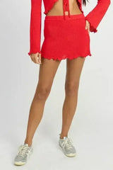 LETTUCE HEM CROCHET MINI SKIRT - Femstylo