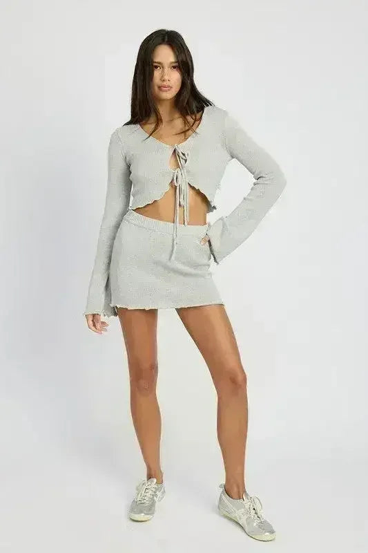 LETTUCE HEM CROCHET MINI SKIRT - Femstylo