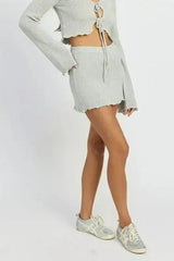 LETTUCE HEM CROCHET MINI SKIRT - Femstylo